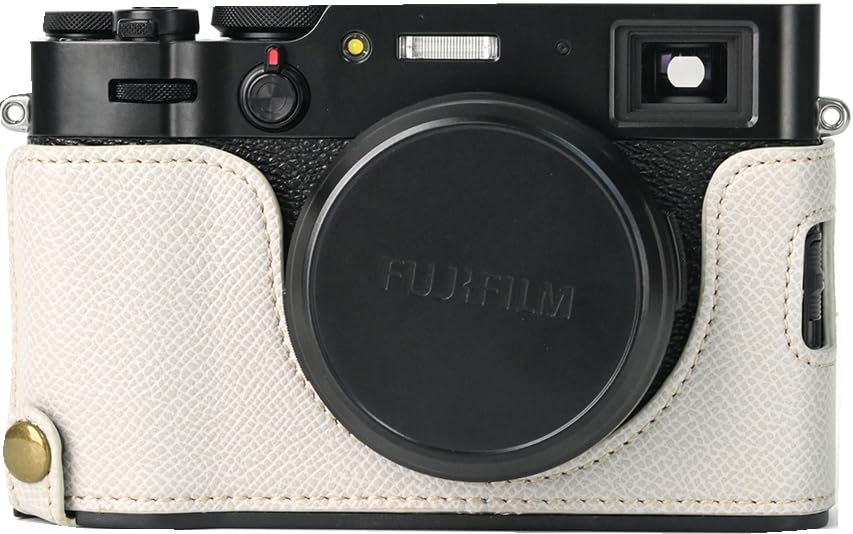 Funda de Cuero PU para Cámara Fujifilm X100V Blanca