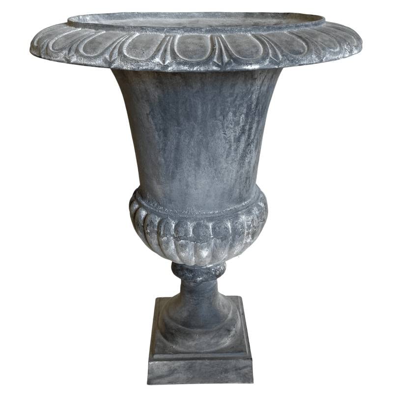 Grand Vase Vasque Jardiniere en Fonte Grise Style Medicis Pot de Fleur 47,5x47,5x62cm
