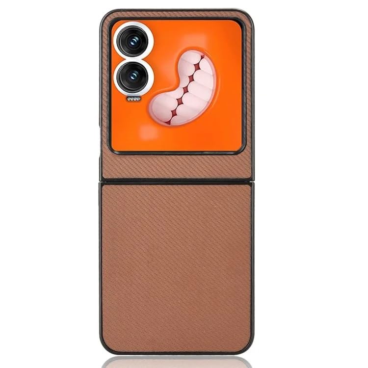 Image of SkyTree Tecno Phantom V Flip 2 5G, Back Case Cover Hard Polycarbonate Lightweight Case Full Body Protective Back Cover Case for Tecno Phantom V Flip 2 5G - Brown Texture