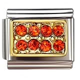 NOOFNO Italienischer Armbandanhänger, 9 mm, orangefarbener Edelstein, quadratisch
