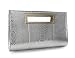 Hoxis Classic Crocodile Pattern Faux Patent Leather Metal Grip Cut it out Clutch with Shoulder Strap Womens Handbag(Silver)