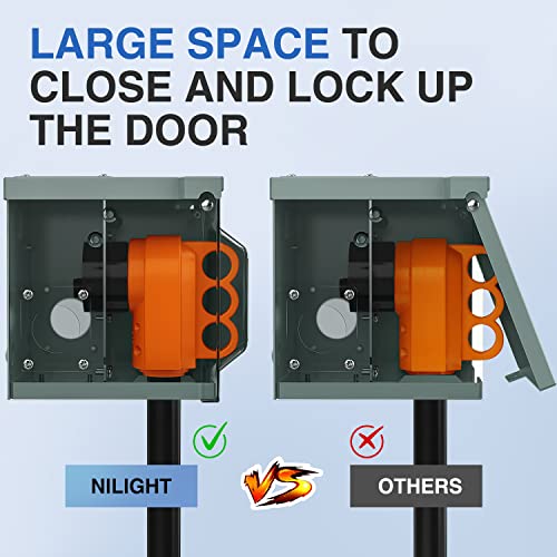 Image of Nilight 50AMP RV EV Power Outlet Box 125 /250V ETL Listed 14-50R Receptacle | Heavy Duty Pre-drilled Enclosed Lockable Box Waterproof for Camper Caravan Motorhome Van
