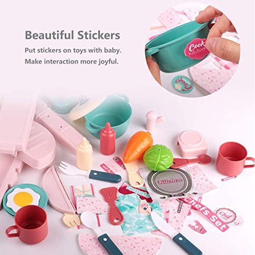 Image of LONGMIRE Plastic 42 Pcs Big Size Kitchen Playset | Musical & Light Kitchen Set Toy for Kids with Sound and Accessories Set for 4 Year Old (Yellow Suitcase)