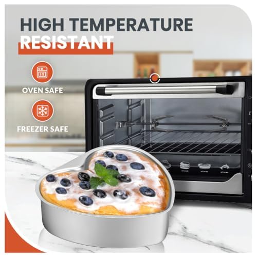 DMYIZZ Heart Shaped Cake Pans, 6 Inch 8 Inch,heart-shaped for weddings parties family and other occasions cake, Easy Clean, Freezer, Microwave and Oven Safe (2, 10 * 2 inch)