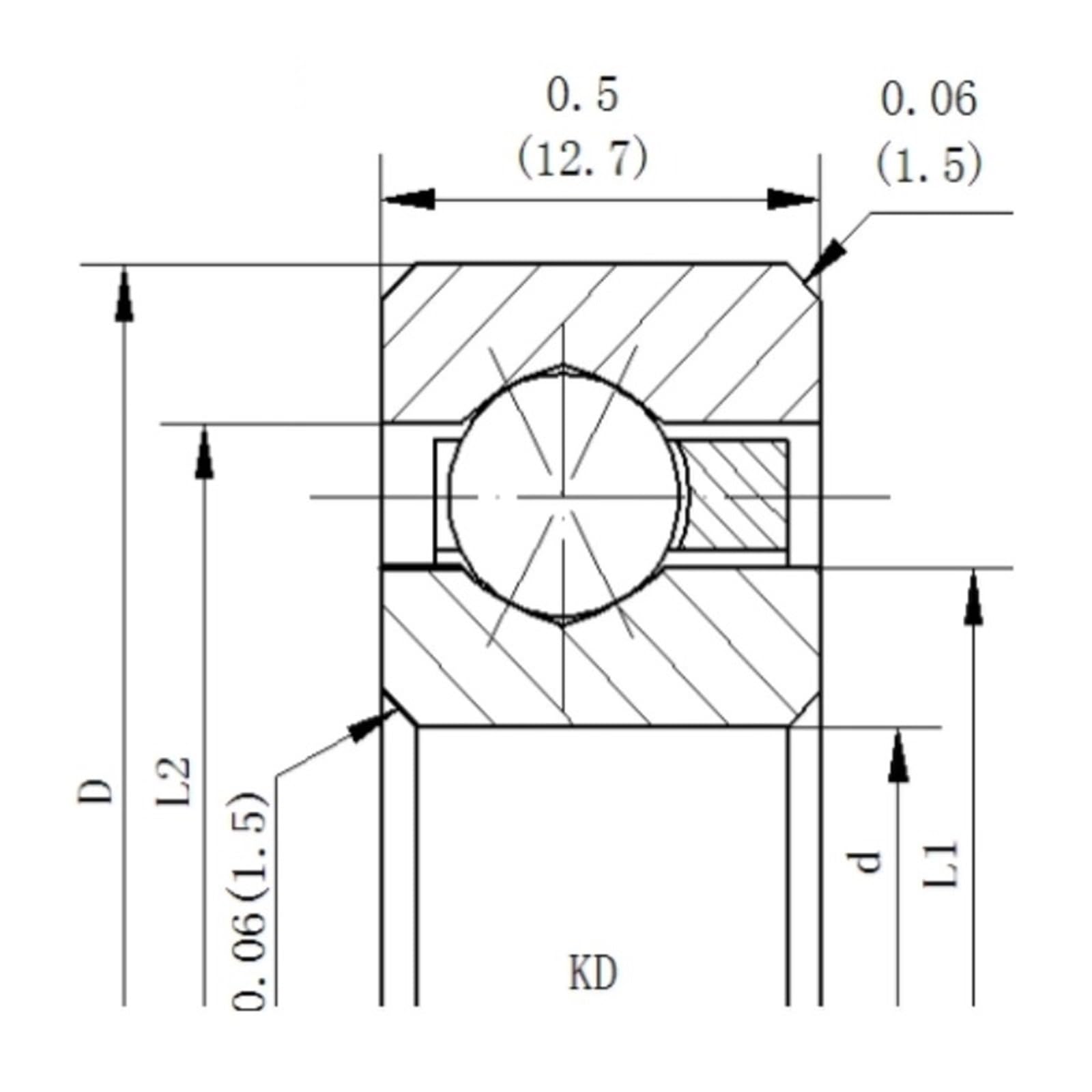 Rodamiento de chumacera serie KD KD040CP0/XP0/AR0 /042/045/047050/055/060//070/075/080/090 Espesor: 12,7 mm/0,5"(CP0,KD045)