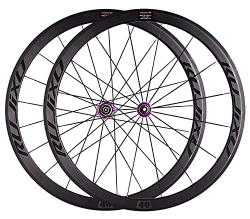 HEIMAZP Fahrrad Laufradsatz 700c Felge 40mm Schnellspannräder V/C-Bremse Carbon-Nabe Cover