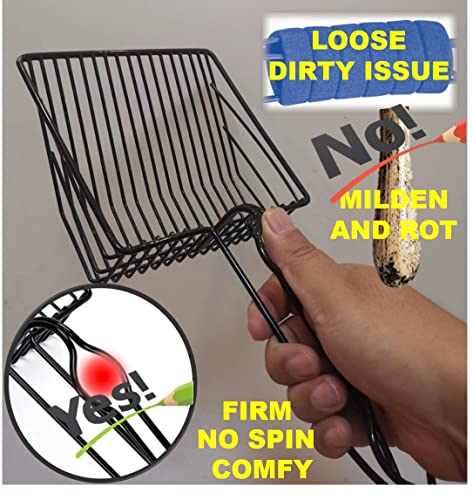 Qualiall Metal Cat Litter Scoop, Fast Kitty Box Pooper Scooper With Holder, Deep Large Shovel, Upgraded With Flat Head And A Comfy Thumb Hole In Long Handle #TOP3