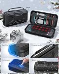 Switch 2 Essential Accessories Bundle, 20-IN-1 Game Set Kits, Hard Shell Carrying Case, Switch 2 Controller Charger, Screen Protector, Grips for Joy Con 2,Steering Wheels for Mario Kart, Clear Protective Cover Case(Gift Pack) (Black, Switch 2 7.9 Inc