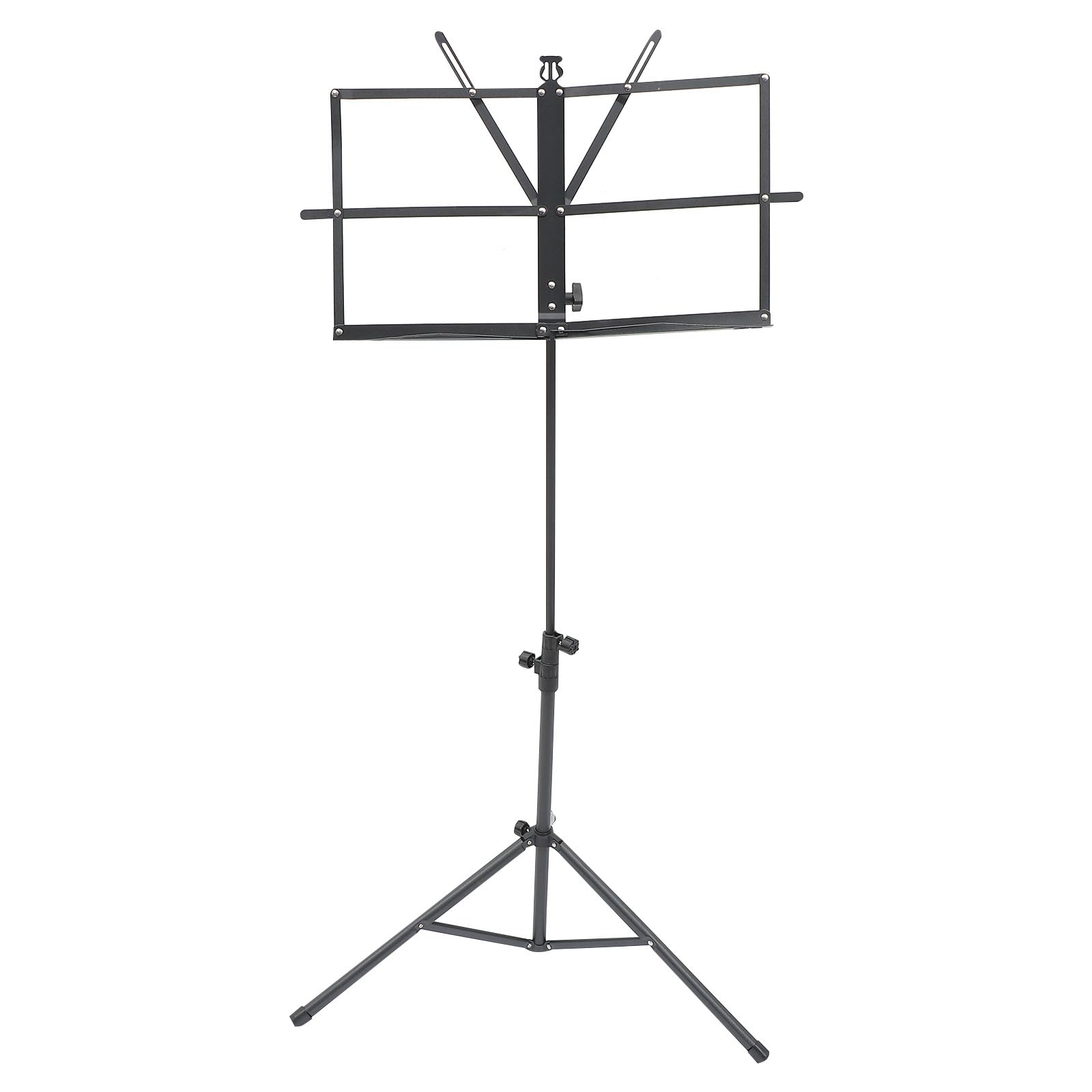 Supporto Spartiti Musicali Nero Gomma Antiscivolo in Ferro e Pp Pieghevole Portatile e Regolabile per Esecuzioni e Utilizzo senza Mani