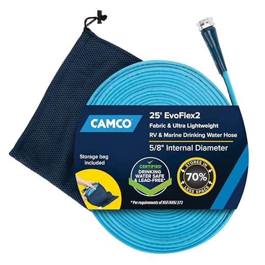 Camco EvoFlex2 25-ft Drinking Water Hose - RV Drinking Water Hose Reinforced with Fabric & Ultra Lightweight - Contains No Lead, No BPA & No Phthalate - Abrasion Resistant (22577)