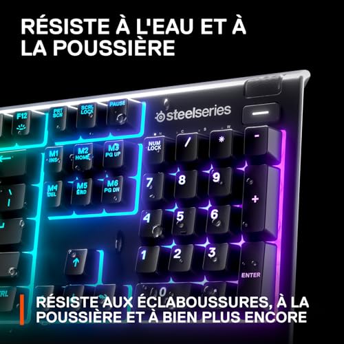 SteelSeries Apex 3 - Clavier de Gaming - Illumination RVB sur 10 Zones - Repose-Mains Magnétique Premium - Agencement Français AZERTY – Image 6