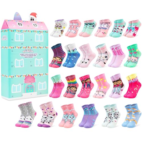 Get Trend Gabby's Dollhouse Calendario Adviento 2025 con Calcetines Niña, 24 Pares de Calcetines Transpirables, 27-32, Idea Regalo Original (Multi Gabby’s Dollhouse)