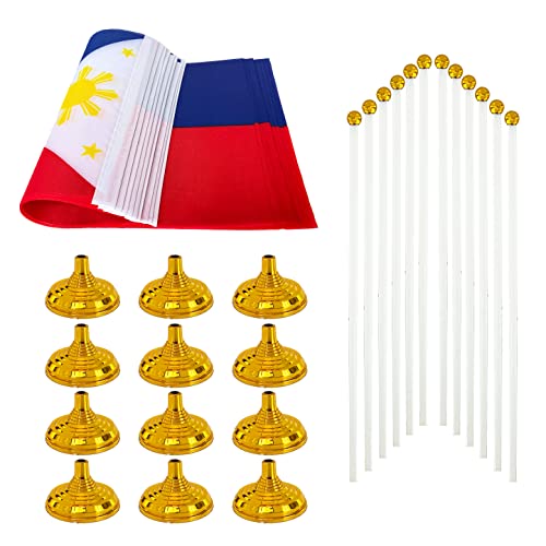 Wxtwk 12 Pack Philippine Flag Filipino Desk Flag Small Mini Filipino Table Flags With Stand Base,Home Office Festival Events Celebration Decorations #TOP2