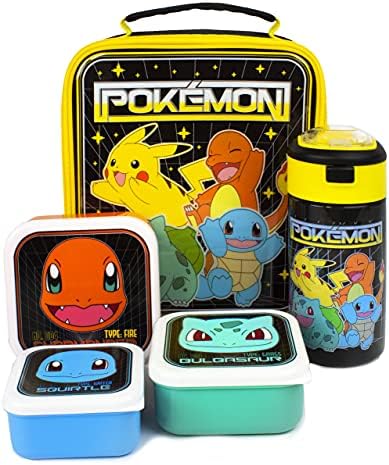 Lancheira Pokémon 5 peças (bolsa de comida, garrafa de água, 3 po...