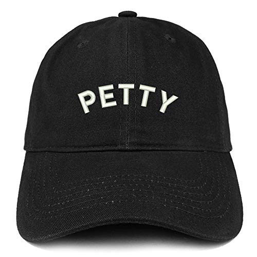 Trendy Apparel Shop Petty Embroidered Low Profile Deluxe Cotton Cap Dad Hat - Black,One Size
