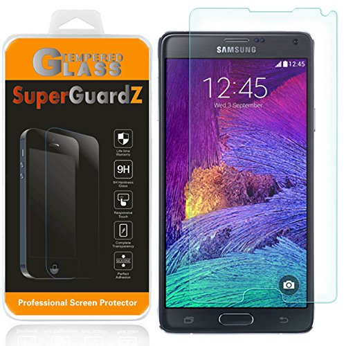 [2-Pack] Samsung Galaxy Note 4 Screen Protector Tempered Glass, SuperGuardZ, 9H, 0.3mm, 2.5D Round Edge, Anti-Scratch, Anti-Bubble
