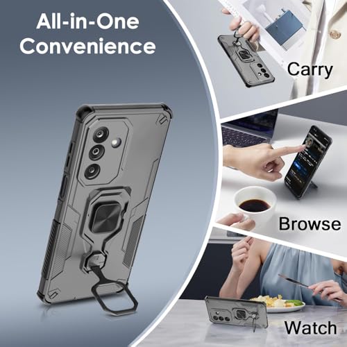 Image of TheGiftKart Tough Armor Bumper Back Case Cover for Samsung Galaxy M36 5G / F36 5G | Ring Holder & Kickstand in-Built | 360 Degree Protection Back Cover Case (PC & TPU, Black)
