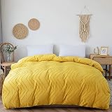 ChliEarime Heicatte Juego de edredón, juego de cama con diseño de mechones blancos, Boho King（102x90in） Juego de edredón de cama ligero y mullido de 3 piezas