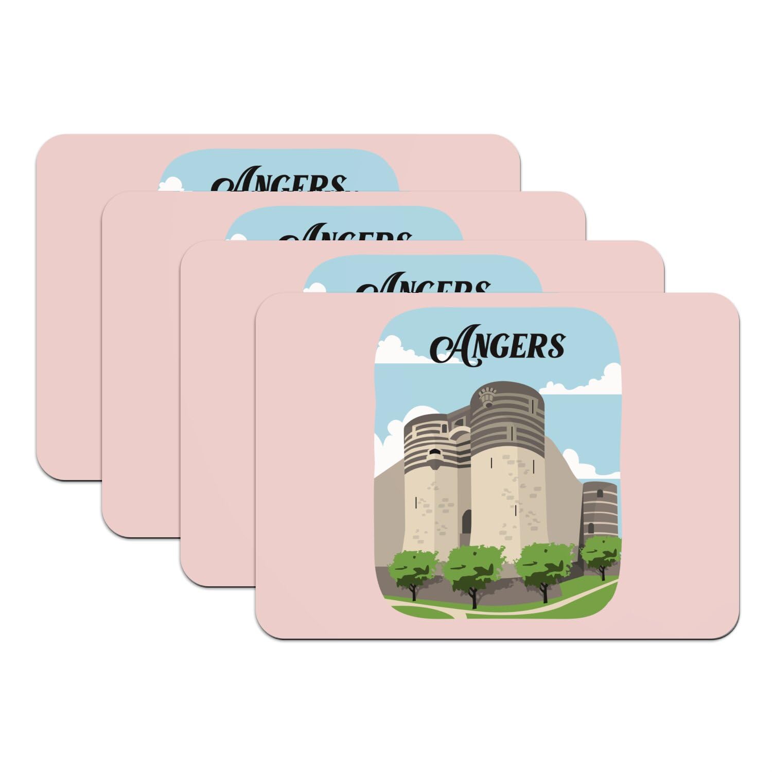 Sets de table antidérapants en caoutchouc rose grand format Angers