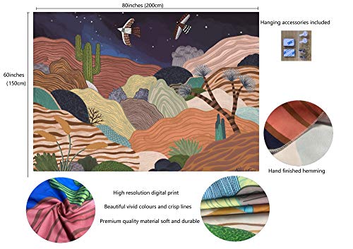 Kath & Cath Mountain Landscape Desert Sun Moon Tapestry Boho Bohemian Tapestry Wall Hanging, Nature Home Decorations For Living Room Bedroom Dorm Wall Decor Wall Decoration In 60X80 Inches 150X200Cm #TOP4