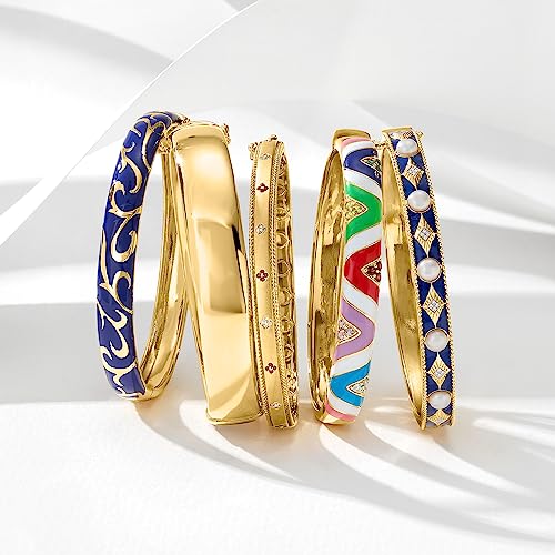 Ross-Simons Blue Enamel Scroll Bangle Bracelet in 18kt Gold Over Sterling3
