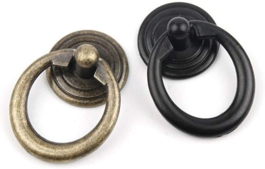 WaNana Simple Single-Hole Circular Pulling Ring Pulls Hardware for Gift Packing Box Kitchen Cabinet Wardrobe Drawer Furniture Bronze 6Pcs