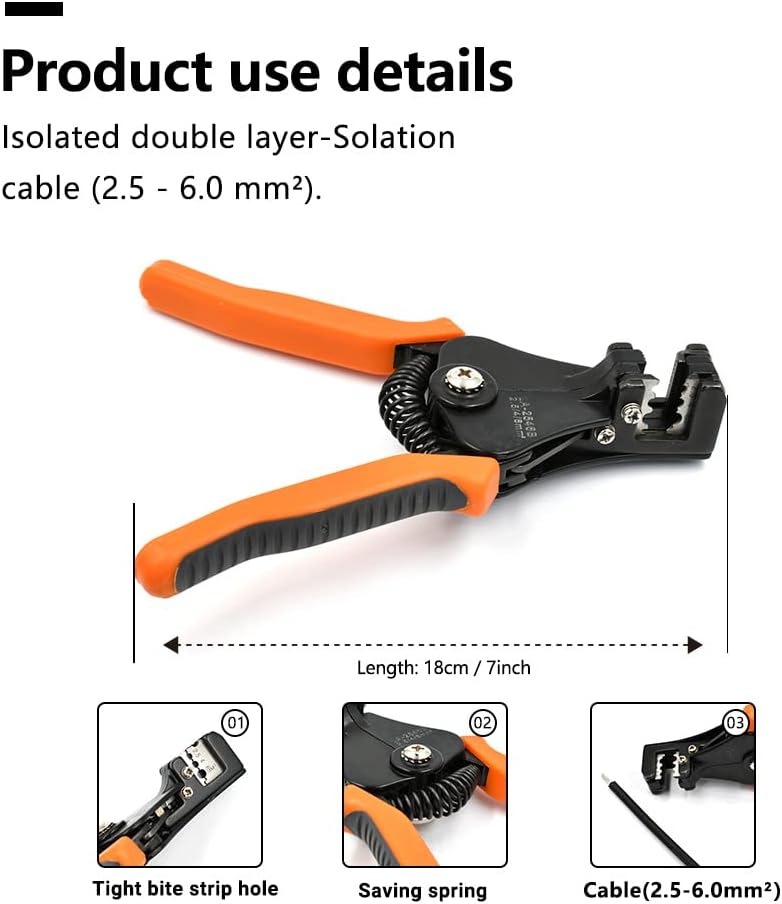 Solar PV Connector Crimper Tool Kit for 14/12/10AWG (2.5/4.0/6mm²) Solid Copper Pins, Crimping and Stripping Tools, Spanner Bag for Photovoltaic