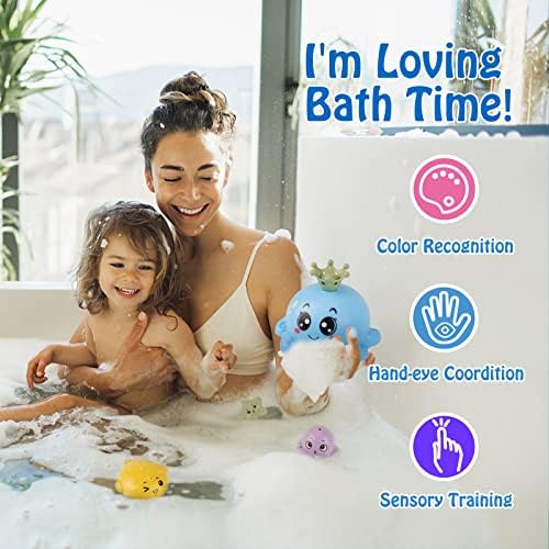 Baby Bath Toys Octopus Light Up Bath Toys for 1 Year Old Girls Boys Automatic Induction Spray Water Toy Bathly Toys with Four Water Spray Patterns Baby Kids Bathtime Gift