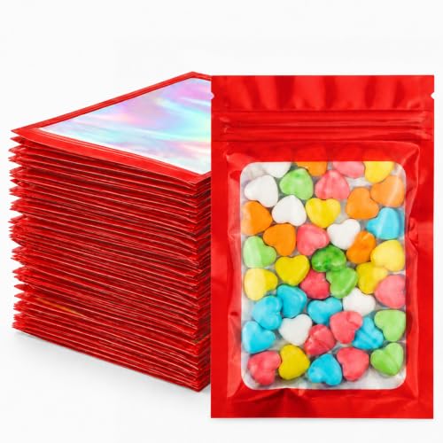 FITIMOR Holographic Bags 100PCS Mylar Bags, Smell Proof Bag Goodie Baggies