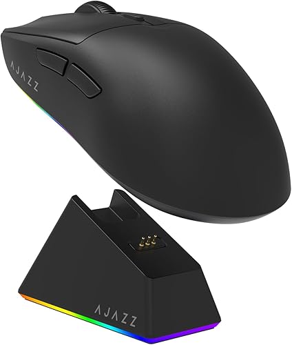 MechLands AJAZZ AJ139 V2 MC Mouse para juegos con base de carga, ajustable 12,000 DPI, sensor PAW3311, 3 modos de mouse inalámbrico, batería de 500