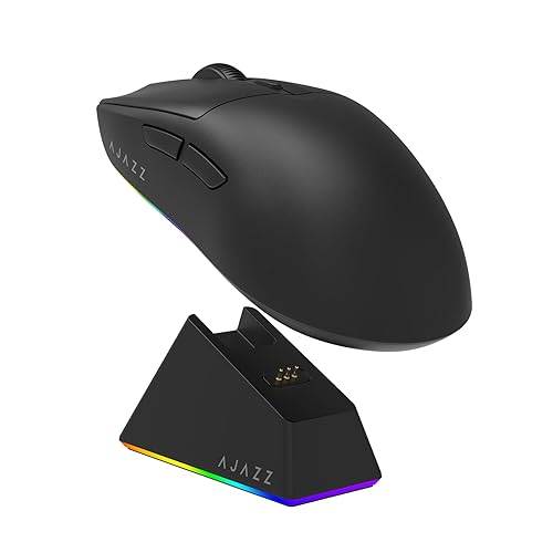 MechLands AJAZZ AJ139 V2 MC Gaming Mouse with Charging Base, Adjustable 12,000 DPI, PAW3311 Sensor, 3 Modes Wireless Mouse, 500mAh Battery, 1000 Polling Rate, 66g Lightweight, Win/Mac (Black)