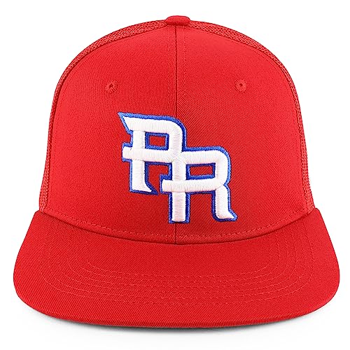 Image of Trendy Apparel Shop PR 3D Embroidered Snapback Trucker Cap with Puerto Rico Flag
