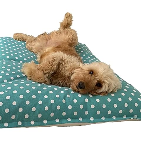 Dog Bed Pillow in Polka Dot Accent Pattern 100% Cotton Eco-friendly Handmade in the UK Cover