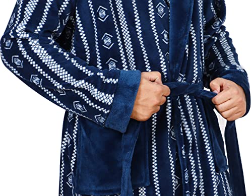 Ny Threads Mens Hooded Fleece Robe - Plush Long Bathrobes, Vintage Affair (Large/X-Large) #TOP5