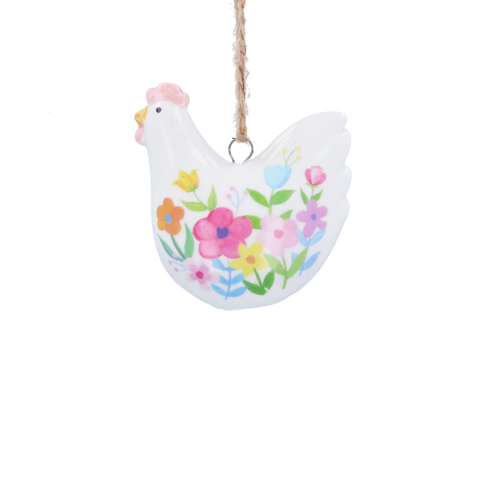 Gisela Graham Pastel Flowers Ceramic Hen Easter Decoration