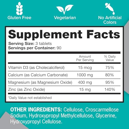 Image of Qunol Calcium 3 in 1 Tablets with Calcium, Magnesium & Zinc for Immune Support, Bone, Nerve, and Muscle Health Supplement, 270 Count