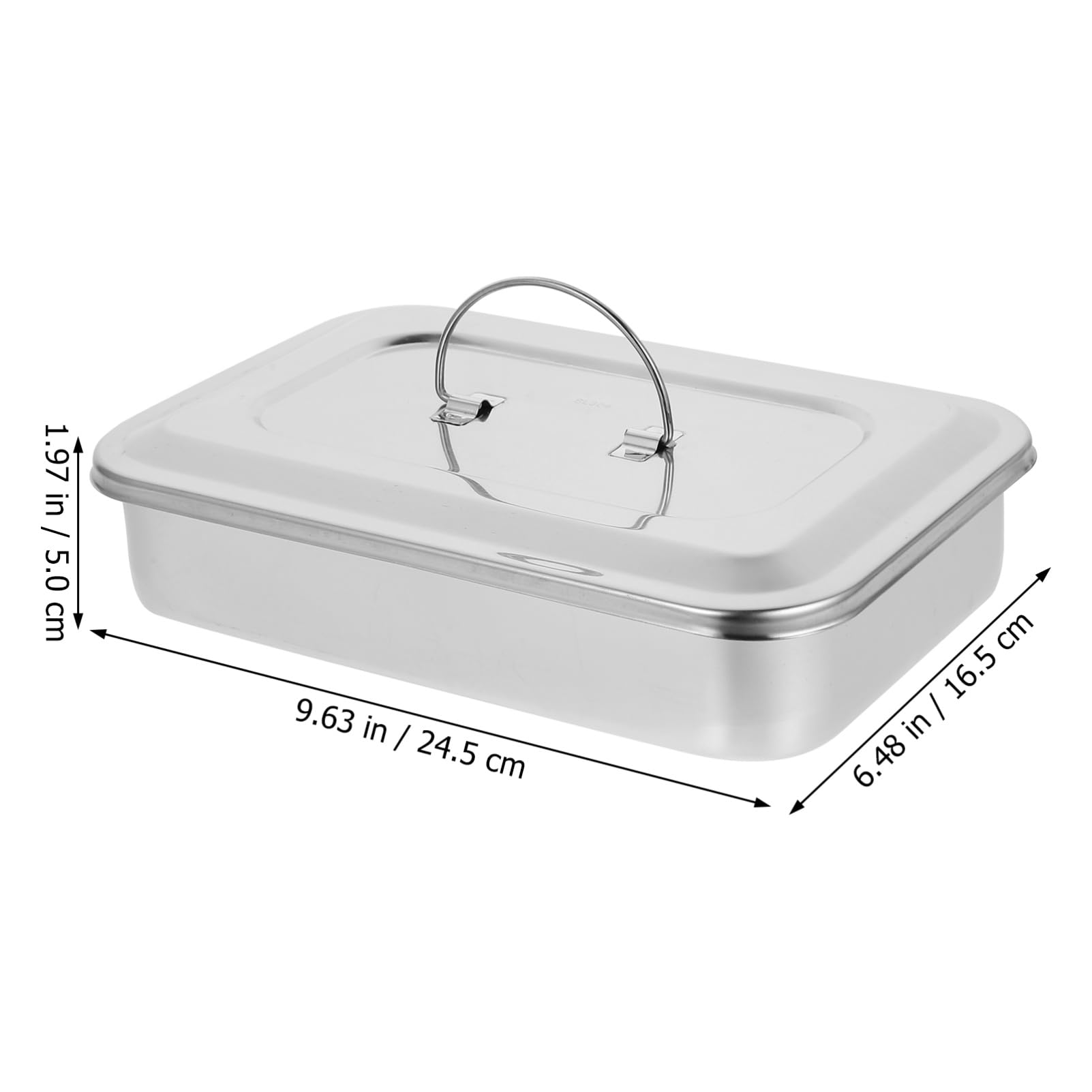 MAGICLULU Organizzatore in Acciaio Inox 304 Con Coperchio, Contenitore Professionale Per Strumenti Chirurgici e Laboratori, Vaschetta Rettangolare 9 Pollici Senza Fori, Uso Veterinario e Per Piercing