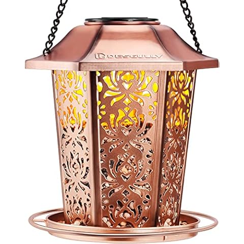 Solar Bird Feeder with Large Capacity and All-Weather Design Cover