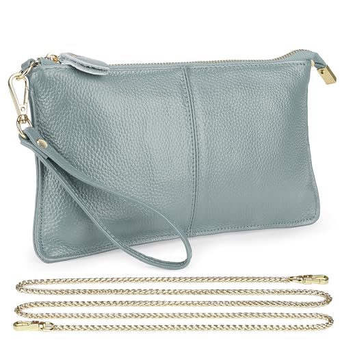 Image of Uromee Genuine Leather Wristlet Wallet Clutch Purses with Detachable Chain