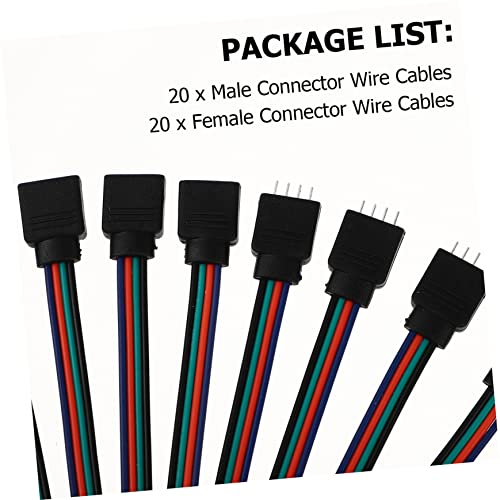 Conector de Tira LED RGB 4 Pines 5050 SMD Adaptador sin Soldadura ABS Negro 4