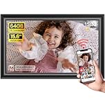 64GB 15.6" Frameo Digital Photo Frame WiFi Black - 1920 * 1080P FHD IPS Touch Screen Large Electronic Picture Frames, Auto Rotate, Wall Mountable, Sharing Photos and Videos