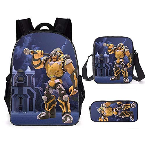 Preisvergleich Produktbild AIYL Kinder Rucksack Dreiteilig Set - Rucksack + Umhängetasche + Federmäppchen - 3D GORMITI Anime-Karikatur Kühle Druck Kind-Schule-Beutel D