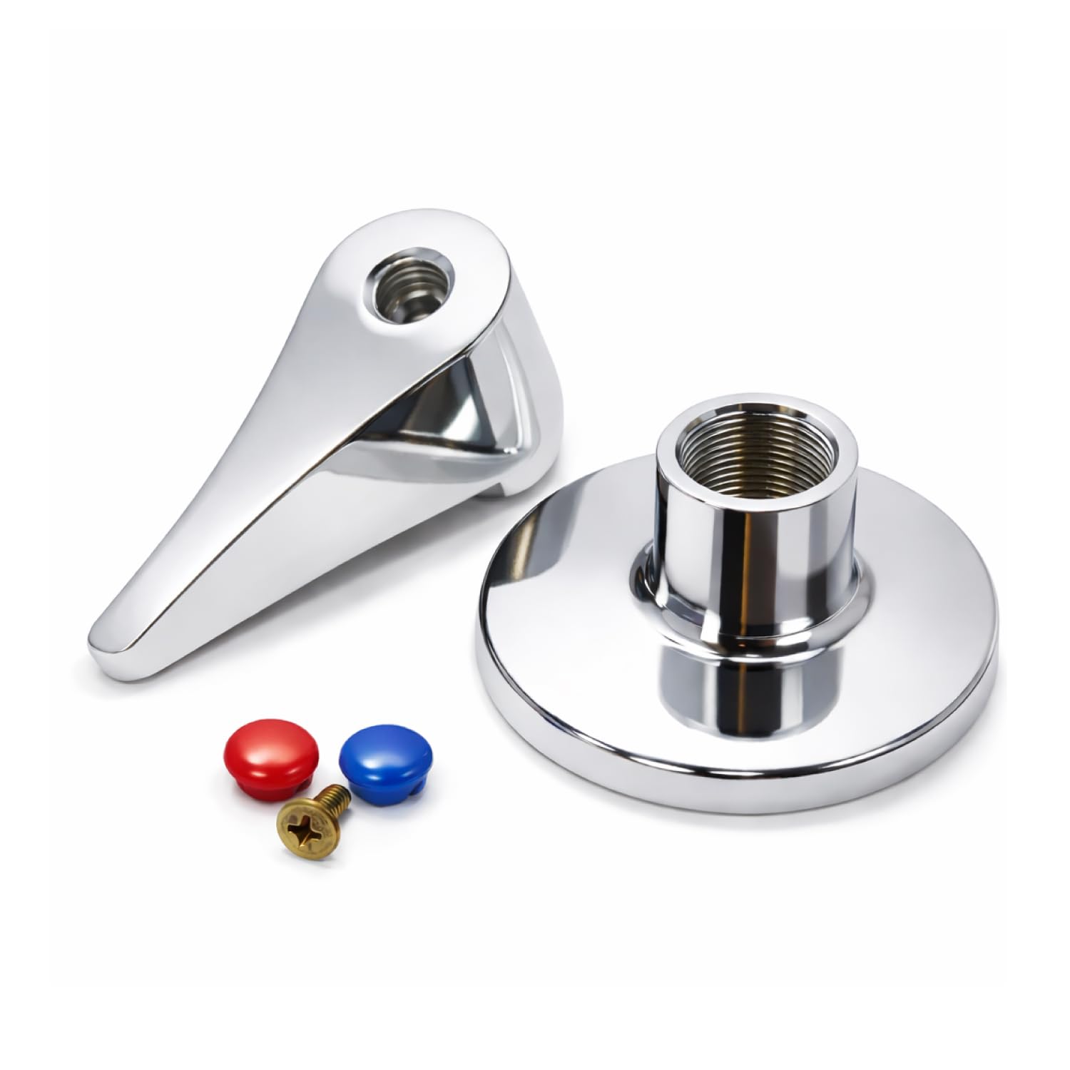 Embellecedor de Llave de Paso con Mando Palanca, Zamak Cromado Pulido, 69x54 mm, Compatible con Ducha y Grifo Empotrado (MANDO PALANCA)