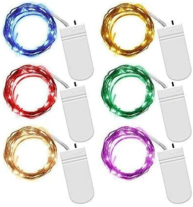 AITOO Micro Led Fairy Lights 6 PCS Fairy Lights Battery Operated 7.2ft(2M) 20 Leds, Micro String Lights Copper Wire Batteries Powered String Light For Wedding Centerpiece Dinner Party Decoration