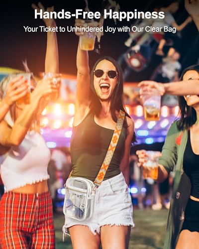 Image of PACKISM Clear Bag for Stadium Events - Clear Purses for Women Transparent Crossbody Messenger Bag for Concerts Game Day