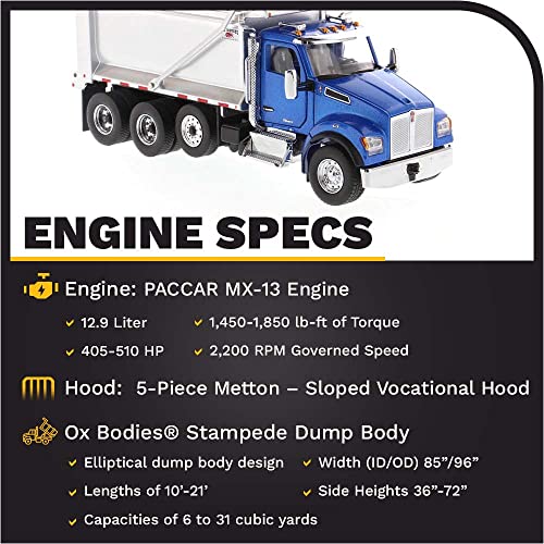 Kenworth T880S Camión Volquete Escala 1:50 Azul Metálico miniatura 3