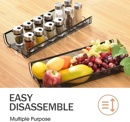 Image of KRISHYAM 4-Tier Slim Rolling Utility Cart, Metal Mesh Storage Trolley with Wheels, Carbon Steel Kitchen Fruit & Vegetable Stand Organizer (4-Layer Rectangular)