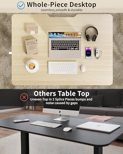 Image of Okin Small Electric Standing Desk, 36 inch x 24 inch Whole Piece Height Adjustable Desk, Oak Sit to Stand Computer Workstation for Home Office