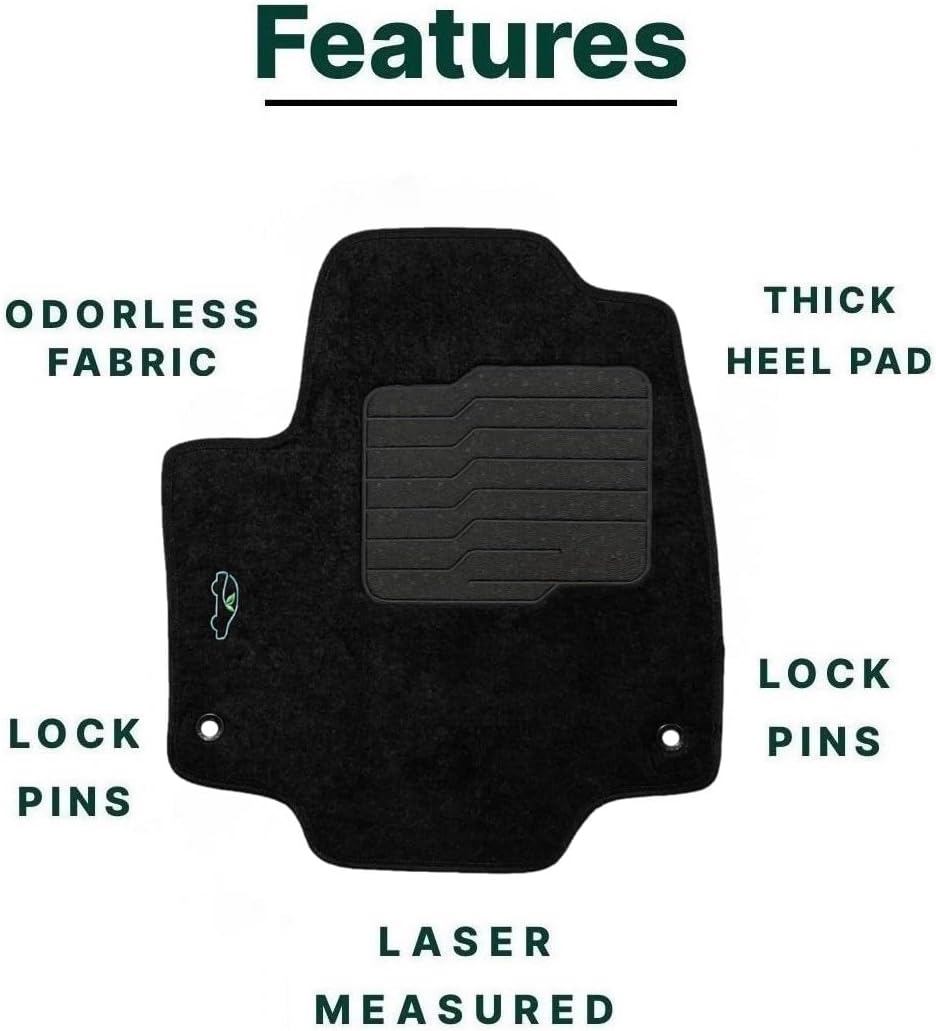 ecoMats Carpet Floor Mats Custom Fit for 2017 to 2026 Chrysler Pacifica, with Non Slip Driver Heel Pad, Safety Locks, Front and Rear Set, Black (Not for Hybrid)