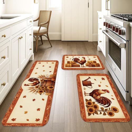 Tapis de cuisine lavable et confortable lot de 3 décorations rustiques